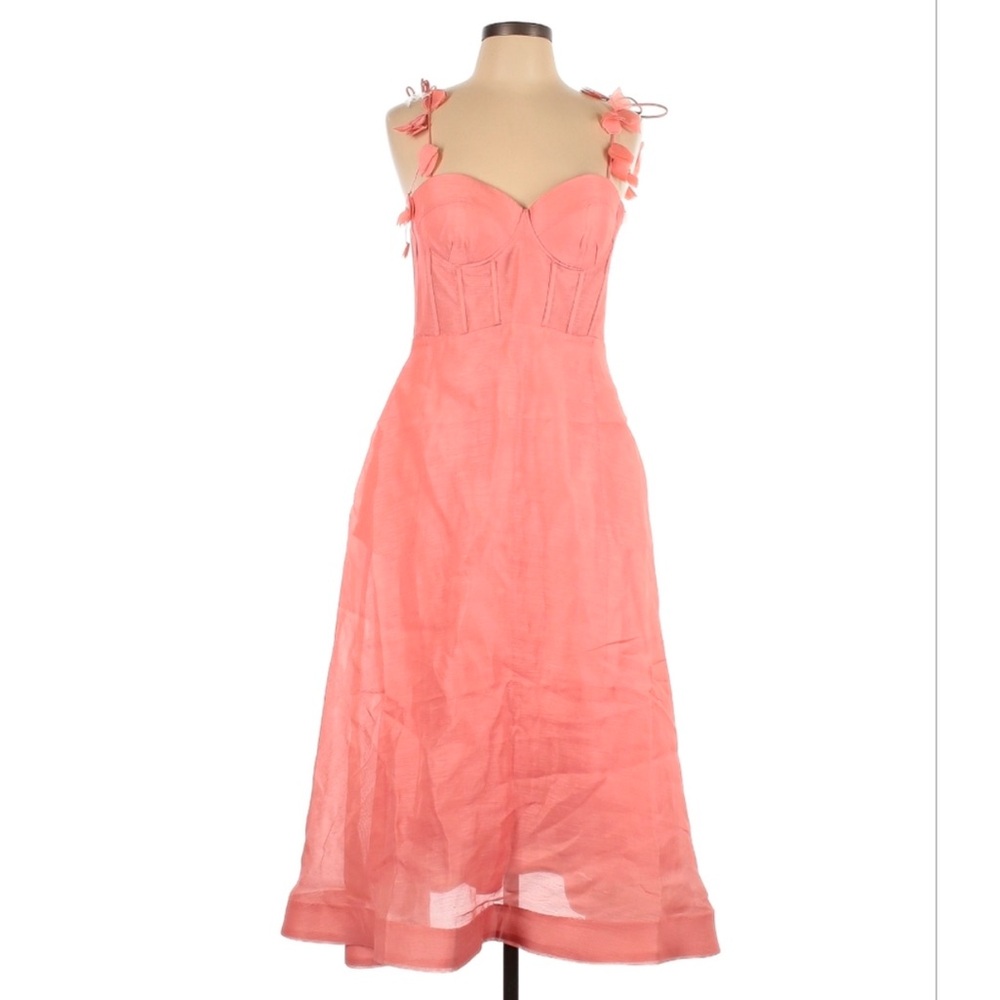 ZIMMERMANN Wonderland Midi Corset Dress in dusty pink size 0